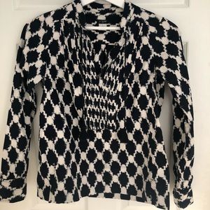 J.Crew Navy + White Tunic Blouse